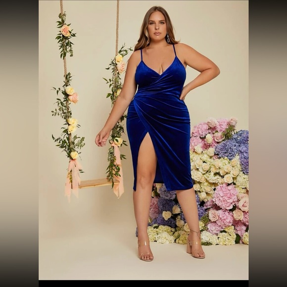 Dresses & Skirts - Plunging neck wrap velvet dress